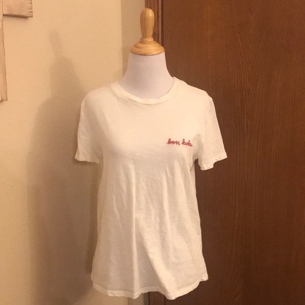 “Boss Babe” White Tee Shirt Size Small